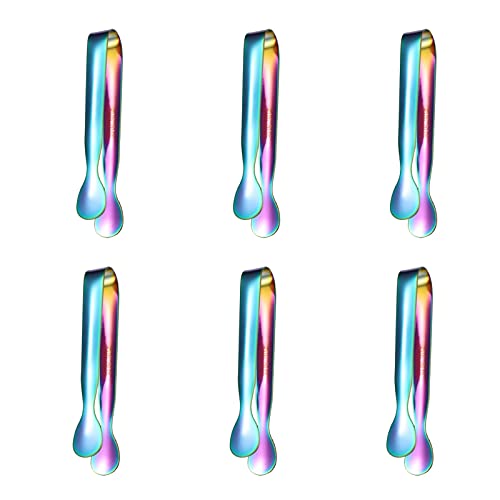 Zuckerzange Klein Set, Edelstahl Eiswürfelzange Süßigkeiten Zange Zucker Clip Servierzange Salatzange Eiswürfelzange Zucker Clip Zubehör für Candybar Hochzeit Party (6 Stück) (Farbe) von wojonifuiliy