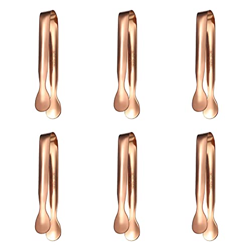 Zuckerzange Klein Set, Edelstahl Eiswürfelzange Süßigkeiten Zange Zucker Clip Servierzange Salatzange Eiswürfelzange Zucker Clip Zubehör für Candybar Hochzeit Party (6 Stück) (Roségold) von wojonifuiliy