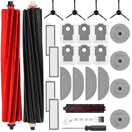 27 Stück Zubehör für Roborock S8 Maxv Ultra Ersatzteile Zubehörset mit 2 Hauptbürste 4 Seitenbürste 4 Wischtücher 4 Seitenwischer 4 Filter 6 Staubbeutel 1Selbstreinigungsbürste 1Satz Werkzeuge von wokdsbl