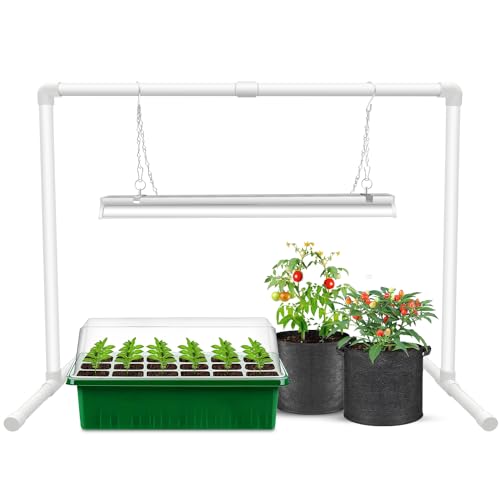 wolezek Pflanzenlampe LED Vollspektrum, 144 LED 60cm T5 Grow Light mit Ständer, Weiße Wachstumslampe für Pflanzen, Samen-Starter Pflanzenlicht für Zimmerpflanzen Set, Höhenverstellbar von wolezek