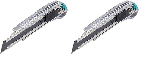 Wolfcraft Abbrechklingenmesser 4306000 – Extra scharfes Cutter Messer mit 18mm Abbrechklinge – Kompatibel mit Standardklingen (Packung mit 2) von wolfcraft