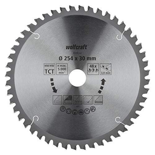 wolfcraft 6548000 Kapp- und Gehrungssägeblatt ø 254 mm - feine, saubere Schnitte von wolfcraft