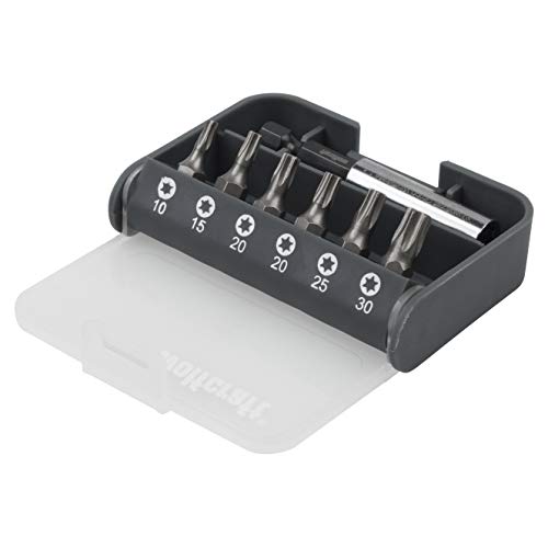 wolfcraft Bit-Box, TORX® (T 10-30), 7-tlg. I 1216000 I 6 Solid-Bits in verschiedenen Größen, inkl. Bithalter von wolfcraft
