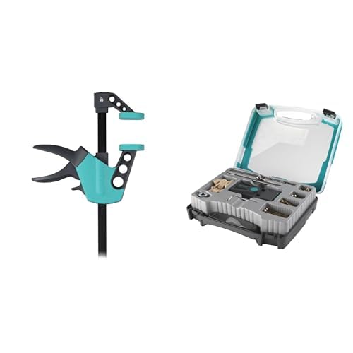 wolfcraft Einhandzwinge Easy 75-150 mm 3020000 / Einfaches Spannen und Lösen der Zwinge mit nur einer Hand+ Undercover Jig Set - 4642000 – Bohrschablone und Zubehör für versteckte Holzverbindungen wolfcraft Einhandzwinge Easy 75-150 mm 3020000 / Einfaches Spannen und Lösen der Zwinge mit nur einer Hand+ Undercover Jig Set - 4642000 – Bohrschablone und Zubehör für versteckte Holzverbindungen von wolfcraft