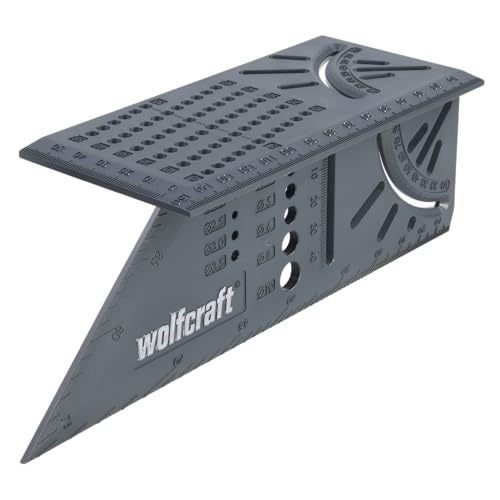 wolfcraft 3D-Gehrungswinkel I 5208000 I zum Bearbeiten von dreidimensionalen Werkstücken I Anschläge für 45°- und 90°-Winkel I einsetzbar als Streichmaß für parallele Linien von wolfcraft