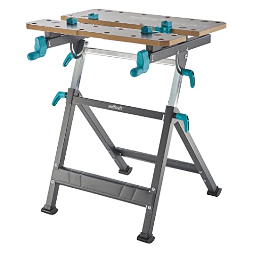 wolfcraft Spann- und Arbeitstisch Master 650 Ergo - 6870000 - stufenlos höhenverstellbar - zusätzliches Einlegebrett zum Erweitern der Arbeitsfläche - mobil einsetzbar - Made in Europe von wolfcraft