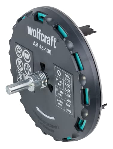 wolfcraft Lochsäge 5978000 – Verstellbarer Universal-Kreisschneider für den Akkuschrauber & die Bohrmaschine – Für Gipskartonplatten & Holz – Stufenlos einstellbar von ø 45-130mm von wolfcraft