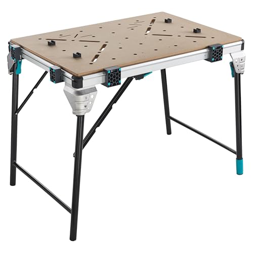 wolfcraft Master Work 1600 I 6909000 I Werkbank I mobiler klappbarer Arbeitstisch für Werkstatt & Baustelle I höhenverstellbarer Fuß I Maße 1035 x 695 mm von wolfcraft