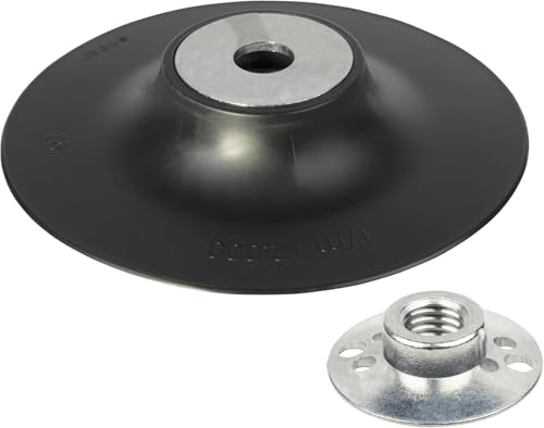 wolfcraft Schleifteller für Winkelschleifer Ø125 mm - 2454000 - mit M14 Flanschmutter - ISO 15636 kompatibel - zum Schleifen und Polieren von wolfcraft