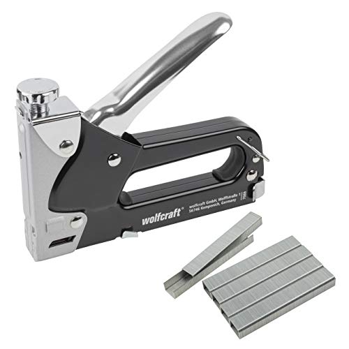 wolfcraft Tacocraft 7 Handtacker Set 7089000 / Leistungsstarker Werkzeugtacker mit regulierbarer Schusskraft inkl. 1000 8 mm Klammern / Ideal für anspruchsvolle Arbeiten und Renovierungen von wolfcraft