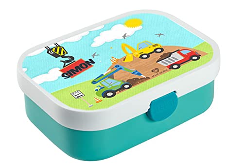 wolga-kreativ Personalisierte Mepal Campus Lunchbox für Jungen Baustelle Brotbox mit Fächern und Unterteilung für Schule, Kindergarten, Geschenk zur Einschulung von wolga-kreativ