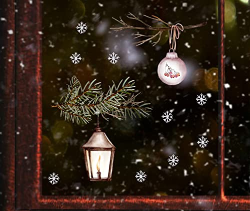 wolga-kreativ Fenster Fensterbilder Glasdekorfolie Motiv Fensterfolie FenstertattooWinter Weihnachten Advent Laterne Glaskugel Aufkleber Fenster wiederverwendbar Deko von wolga-kreativ