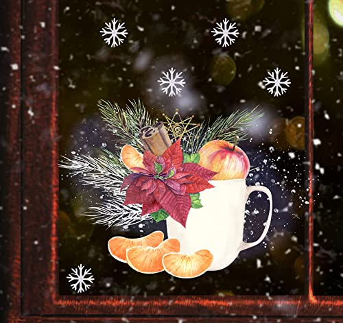 wolga-kreativ Fenster Fensterbilder Glasdekorfolie Motiv Fensterfolie FenstertattooWinter Weihnachten Advent Weihnachtsstern Mandarin Aufkleber Fenster wiederverwendbar Kinderzimmer Deko von wolga-kreativ