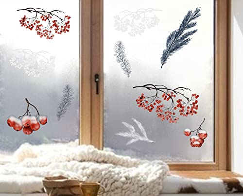wolga-kreativ Fenster Fensterbilder Glasdekorfolie Motiv Fensterfolie FenstertattooWinter Weihnachten Advent Winterbeeren Aufkleber Fenster wiederverwendbar Kinderzimmer Deko von wolga-kreativ