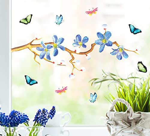wolga-kreativ Fenstersticker Fensterbilder Blume-n Zweig Frühling Schmetterling Aufkleber Sticker Fenster Küche Küchenfenster wiederverwendbar Sichtschutz von wolga-kreativ