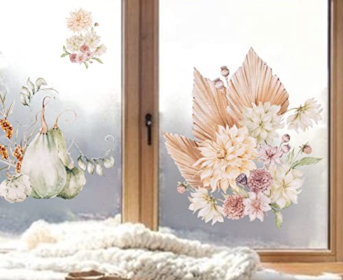 wolga-kreativ Fenstersticker Fensterbilder Glasdekorfolie Motiv Fensterfolie Fenstertattoo Herbst Blumen Strauß Chrysantheme Pilz Aufkleber Sticker Fenster Küche Wohnzimmer wiederverwendbar von wolga-kreativ