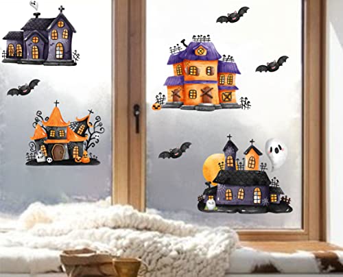 wolga-kreativ Fenstersticker Fensterbilder Glasdekorfolie Motiv Fensterfolie Fenstertattoo Herbst Halloween Kinder Häuser Geister Aufkleber Sticker Fenster Küche Wohnzimmer wiederverwendbar von wolga-kreativ
