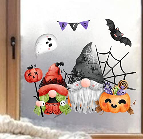 wolga-kreativ Fenstersticker Fensterbilder Glasdekorfolie Motiv Fensterfolie Fenstertattoo Herbst Halloween Wichtel Gnom Spinennetz Aufkleber Sticker Fenster Küche Wohnzimmer wiederverwendbar von wolga-kreativ