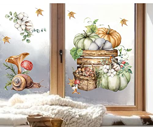 wolga-kreativ Fenstersticker Fensterbilder Glasdekorfolie Motiv Fensterfolie Fenstertattoo Herbst Kürbis Pilze Sonnenblumen Vogel Aufkleber Sticker Fenster Küche Wohnzimmer wiederverwendbar von wolga-kreativ