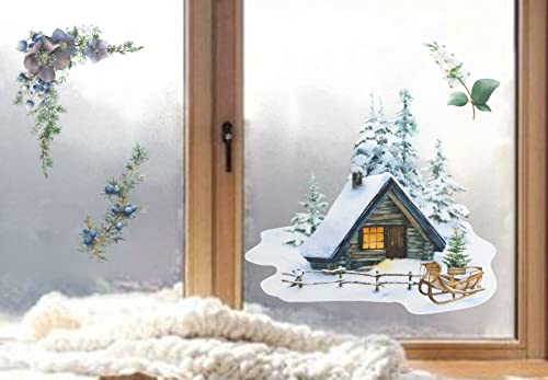 wolga-kreativ Fenster Fensterbilder Glasdekorfolie Motiv Fensterfolie FenstertattooWinter Weihnachten Advent Haus Schlitten Aufkleber Fenster wiederverwendbar Kinderzimmer Deko von wolga-kreativ