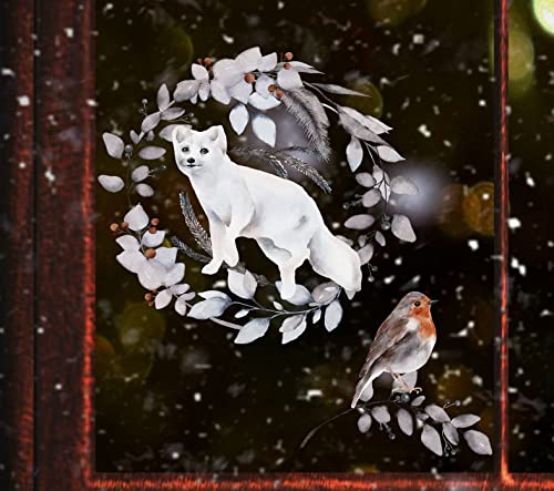 wolga-kreativ Fenster Fensterbilder Glasdekorfolie Motiv Fensterfolie FenstertattooWinter Weihnachten Advent Hermelin Aufkleber Fenster wiederverwendbar Kinderzimmer Deko von wolga-kreativ