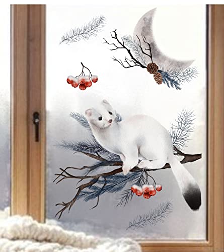 wolga-kreativ Fenster Fensterbilder Glasdekorfolie Motiv Fensterfolie FenstertattooWinter Weihnachten Advent Mond Hermeling Aufkleber Fenster wiederverwendbar Kinderzimmer Deko von wolga-kreativ