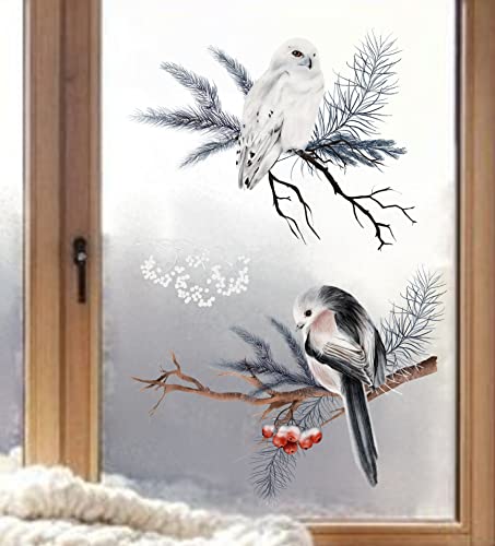 wolga-kreativ Fenster Fensterbilder Glasdekorfolie Motiv Fensterfolie FenstertattooWinter Weihnachten Advent Vogel Bussard Aufkleber Fenster wiederverwendbar Kinderzimmer Deko von wolga-kreativ