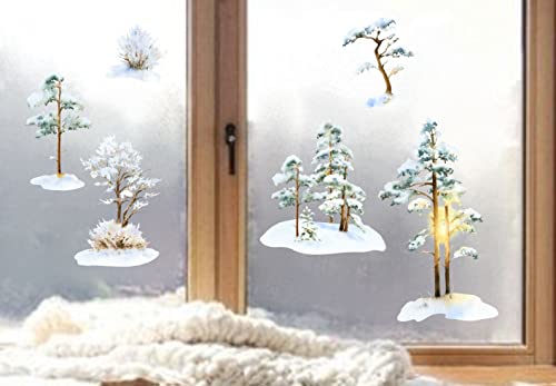 wolga-kreativ Fenster Fensterbilder Glasdekorfolie Motiv Fensterfolie FenstertattooWinter Weihnachten Advent Wald Bäume Aufkleber Fenster wiederverwendbar Kinderzimmer Deko von wolga-kreativ