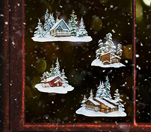 wolga-kreativ Fenster Fensterbilder Glasdekorfolie Motiv Fensterfolie FenstertattooWinter Weihnachten Advent Winterdorf Aufkleber Fenster wiederverwendbar Kinderzimmer Deko von wolga-kreativ