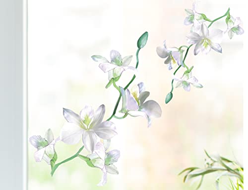 wolga-kreativ Fenstersticker Fensterbilder Selbsthaftend statisch Frühling Blumenzweig weiß Lilie Blumen Fenster Küche Küchenfenster wiederverwendbar Sichtschutz von wolga-kreativ