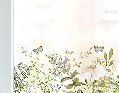 wolga-kreativ Fenstersticker Fensterbilder Glasdekorfolie Motiv Fensterfolie Sommer Frühling Blumen Blumenwiese wiederverwendbar selbstklebend Fensterdeko Küche von wolga-kreativ