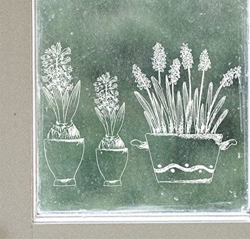 wolga-kreativ Fenstersticker Fensterbilder Selbsthaftend statisch Frühling Ostern Blume Hyazinten weiß Fenster Küche wiederverwendbar Sichtschutz Küchenfenster von wolga-kreativ
