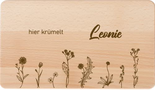 wolga-kreativ Holzbrettchen Frühstücksbrettchen Holzbrett viele Blumen Geschenk mit Namen Gravur für Mädchen Junge graviert personalisiert Geschenkidee Kinder von wolga-kreativ