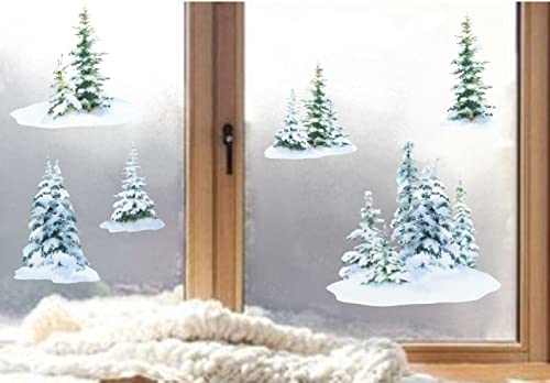 wolga-kreativ Fenster Fensterbilder Glasdekorfolie Motiv Fensterfolie FenstertattooWinter Weihnachten Advent Wald Tannenbaum Aufkleber Fenster wiederverwendbar Kinderzimmer Deko von wolga-kreativ