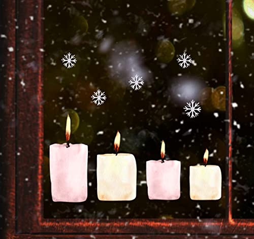 wolga-kreativ Fenster Fensterbilder Glasdekorfolie Motiv Fensterfolie FenstertattooWinter Weihnachten Weihnachtsstern Advent Kerze Aufkleber Fenster wiederverwendbar Kinderzimmer Deko von wolga-kreativ