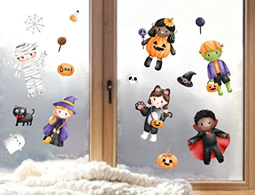 wolga-kreativ Fenstersticker Fensterbilder Glasdekorfolie Motiv Fensterfolie Fenstertattoo Herbst Halloween Kinder Kostüme Kürbis Aufkleber Sticker Fenster Küche Wohnzimmer wiederverwendbar von wolga-kreativ