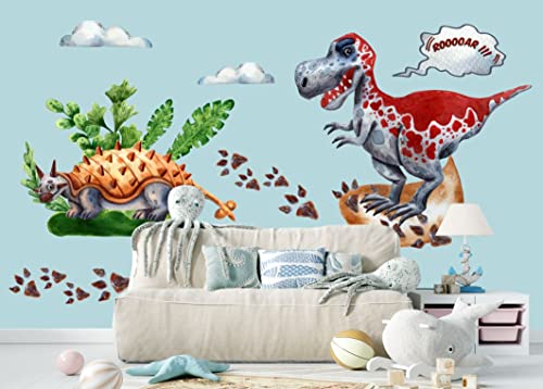 wolga-kreativ Wandtattoo Wandsticker Möbelsticker Aufkleber Wandbild T-Rex Dino Dinosaurier L 160 x 140 cm Wanddeko Set Kinder- Spiel- Baby- Mädchen- Junge-n Zimmer von wolga-kreativ