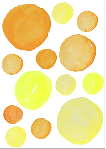 wolga-kreativ Wandtattoo Wandsticker Wandbild 60 Stück Wasserfarben gelb orange Punkte Tupfen Set Wanddeko Set Kinderzimmer Spielzimmer Babyzimmer Mädchen Junge-n Baby Zimmer wandtattoo von wolga-kreativ