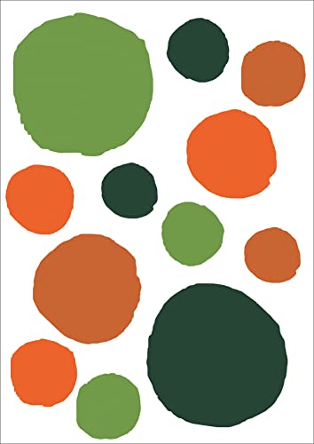 wolga-kreativ Wandtattoo Wandsticker Wandbild 60 Stück orange grün Kreise Punkte Tupfen Set Wanddeko Set Kinderzimmer Spielzimmer Babyzimmer Mädchen Junge-n Baby Zimmer wandtattoo von wolga-kreativ