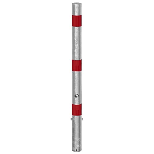 Absperrpfosten aus Stahl SPU 604 - herausnehmbar mit Bodenhülse und Dreikantschloss - Höhe ü. Flur: 900 mm, Ø 60 mm - Signalwirkung durch rote Reflexfolie - wolk von wolk