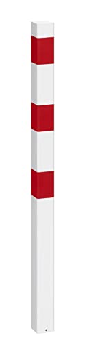 Absperrpfosten aus Stahl SPU 702 rot/weiß - herausnehmbar mit Bodenhülse - Höhe ü. Flur: 900 mm, Vierkantpfosten: 70 x 70 mm - Signalwirkung durch rote Reflexfolie - wolk von wolk