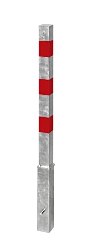 Absperrpfosten aus Stahl SPU 704 - herausnehmbar mit Bodenhülse, Zylinderschloss - Höhe ü. Flur: 900 mm, Vierkantpfosten: 70 x 70 mm - Signalwirkung durch rote Reflexfolie - wolk von wolk