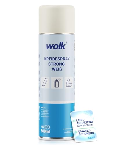 Kreidespray strong weiß 500 ml - langhaltende Bodenmarkierungen - pflanzenverträglich - wasserlöslich - temporäre Boden Markierungen - ca. 260 m Markierungsweg - Spraydose von wolk