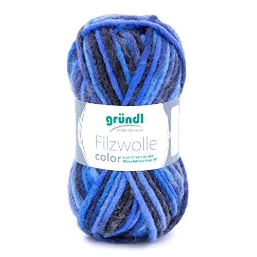 Filzwolle color Gründl,50g/50m,100% Schurwolle,waschfilzen,Waschmaschine,Filzhausschuhe (23 wasserblau) von wolldealer 24