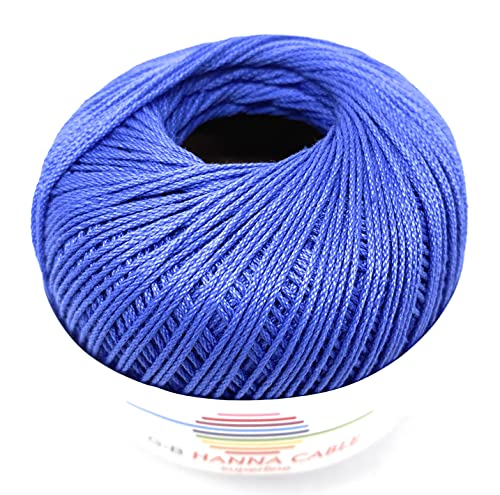 Hanna Cable,50 g,Häkelgarn,Filethäkelgarn,175m Lauflänge,NS2-2,5, (1650 blau) von wolldealer 24