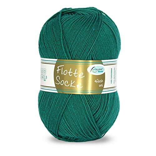 Rellana Flotte Socke uni,100 Gr. 4-fädige Sockenwolle, 75% Schurwolle(Superwash)/25% Polyamid, (905 grün) von wolldealer 24