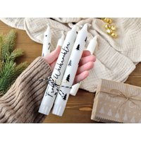 Weihnachtliche Kerzen 2Er Set Wählbar, Stabkerze Mit Spruch, Weihnachtliches Geschenk Oder Mitbringsel Für Nikolaus Advent von wollengold