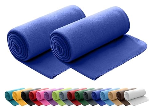 wometo 2er Set Polar Fleecedecke oekoTex 130x160 ca. 400g mit Anti-Pilling und Kettelrand blau dunkelblau von wometo