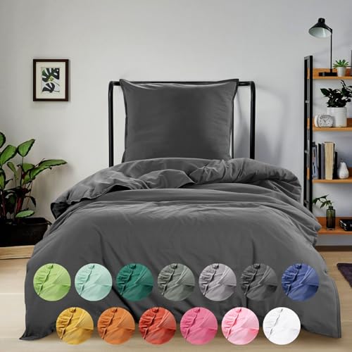 wometo Bettwäsche Renforce Stone-Washed 155x220 & 80x80 100% Baumwolle - dunkelgrau OekoTex weich modern Used-Look Leinen-Optik wometo Bettwäsche Renforce Stone-Washed 155x220 & 80x80 100% Baumwolle - dunkelgrau OekoTex weich modern Used-Look Leinen-Optik von wometo