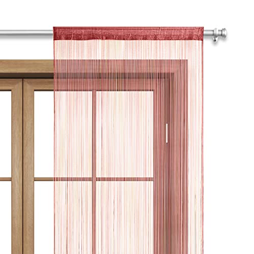 wometo Fadenvorhang Türvorhang Fäden 90x245 cm dunkelrot rot - Stangendurchzug oekoTex kürzbar waschbar Uni einfarbig in vielen bunten Farben von wometo